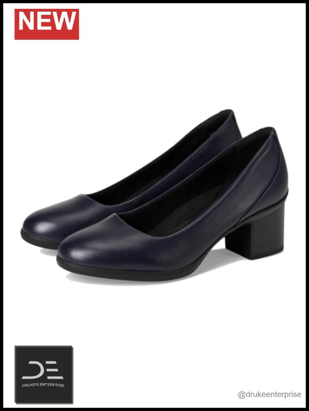Clarks Women's Leather Pump Shoes Block Heel Almond Toe Office Comfort